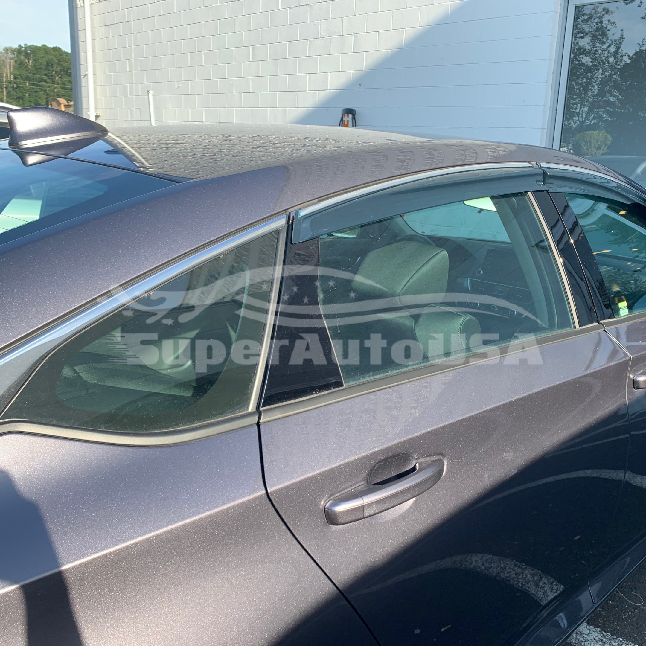Fit 2018-2022 Honda Accord 3D Wavy Style Chrome Trim Vent Window Visors Rain Sun Wind Guards Shade Deflectors - 0