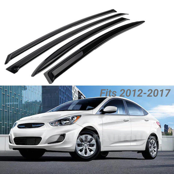 Para Hyundai Accent 2012-2017, viseras para ventanas con ventilación de canal exterior, protectores contra la lluvia, el sol y el viento, deflectores de sombra 