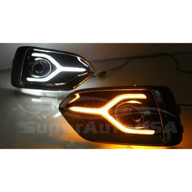 For Hyundai Accent Solarius 2017-2019 LED Daytime Day Fog Lights DRL Signal Lamp