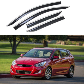 For Hyundai Accent 2012-2017 Sedan Clip-On Chrome Trim Vent Window Visors Rain Sun Wind Guards Shade Deflectors