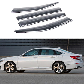 Fit 2013-2017 Honda Accord 9TH GEN Clip-On Chrome Trim Vent Window Visors Rain Sun Wind Guards Shade Deflectors