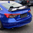 Sleek Matte Black Rear Diffuser Bumper Cover for Ford Mustang EcoBoost Coupe 2024 by SuperAutoUSA.
