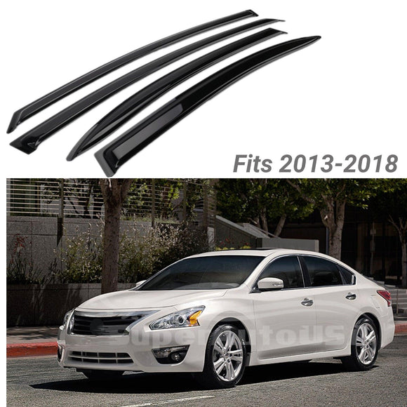 Fit 2013-2018 Nissan Altima Out-Channel Vent Window Visors Rain Sun Wind Guards Shade Deflectors