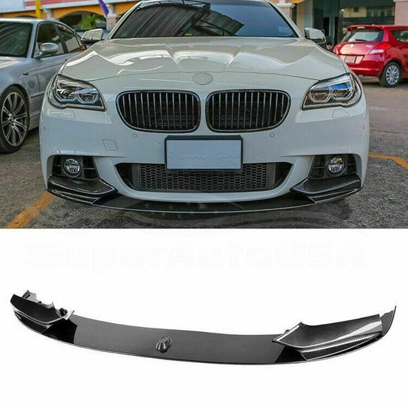 Fits BMW F10 F11 5 Series M Sport Front Bumper Lip Spoiler (Carbon Fiber Print)