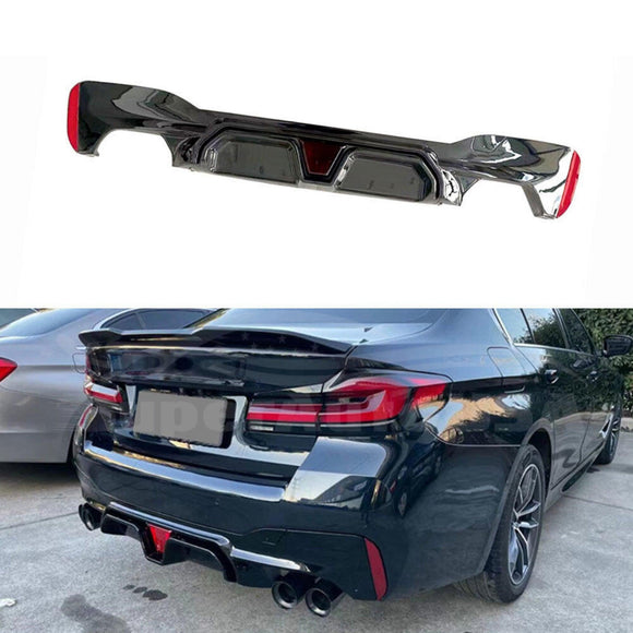 For 2017-2022 BMW 5 Series G30 Sedan Rear Bumper Diffuser with LED Light