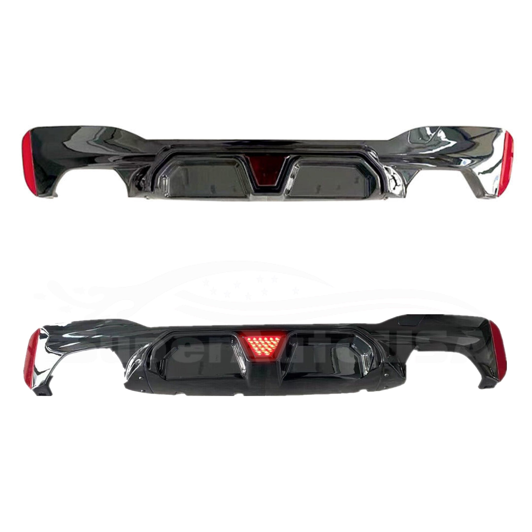 For 2017-2022 BMW 5 Series G30 Sedan Rear Bumper Diffuser with LED Light