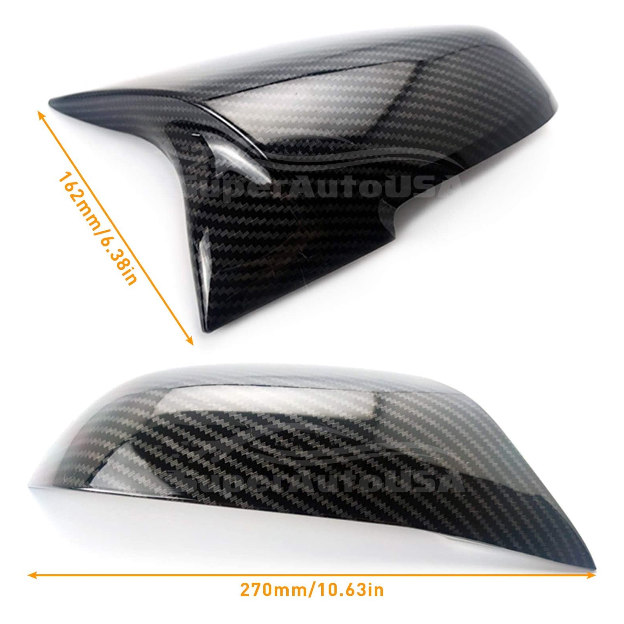 Se adapta a BMW 5 Series F10 F15 M5, tapas de espejo retrovisor lateral estilo bocina (impresión de fibra de carbono)