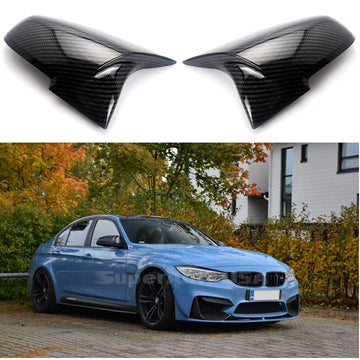 Se adapta a BMW serie 1/3/4 M2 Tapas de cubierta de espejo retrovisor lateral estilo bocina (impresión de fibra de carbono) 