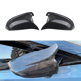 Fits 2012-2016 BMW 5 Series F10 F15 M Style Rearview Side Mirror Cover Caps Horn (Carbon Fiber Print)