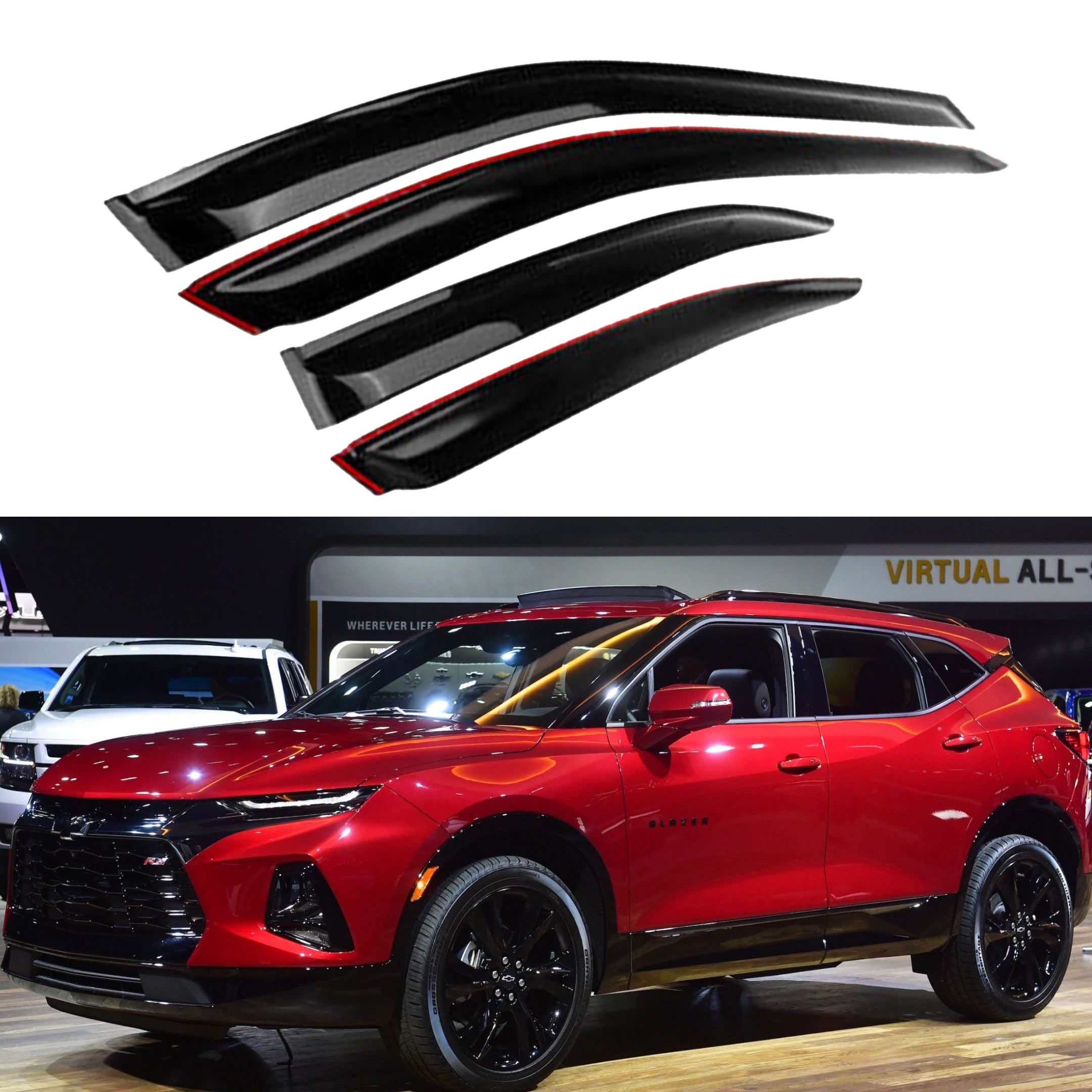 Fit 2019-2021 Chevrolet Blazer Out-Channel Vent Window Visors Rain Sun Wind Guards Shade Deflectors