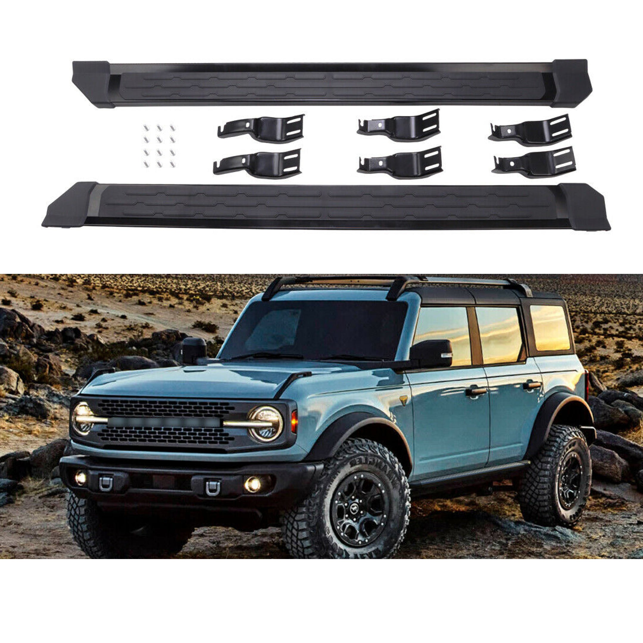 Fit 2021-2022 Ford Bronco 4 Door Running Boards Side Step Pedal Nerf Bar