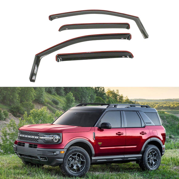 Fit 2021-2025 Ford Bronco Sport In-Channel Vent Window Visors Rain Sun Wind Guards Shade Deflectors