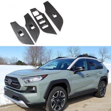 Embellecedor para panel de cambio de marchas de Toyota RAV4 2019-2021 (impresión de fibra de carbono) 