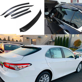 Fit 2012-2017 Toyota Camry Window Visor Rain Sun Shades Vent & Rear Roof Spoiler Wings