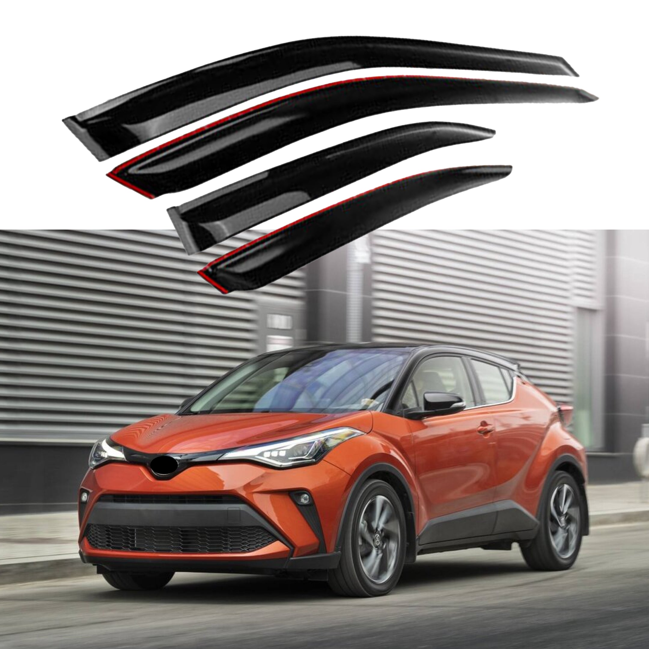 Fit 2018-2021 Toyota CH-R CHR Out-Channel Vent Window Visors Rain Sun Wind Guards Shade Deflectors