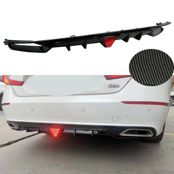 Alerón del difusor trasero para Honda Accord Sport 2018-2022 con luz de freno LED (impresión de fibra de carbono)