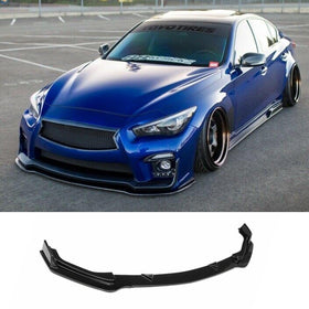 Fit 2014-2017 Infiniti Q50 Base Premium Front Bumper Lip Spoiler Splitter (Gloss Black)