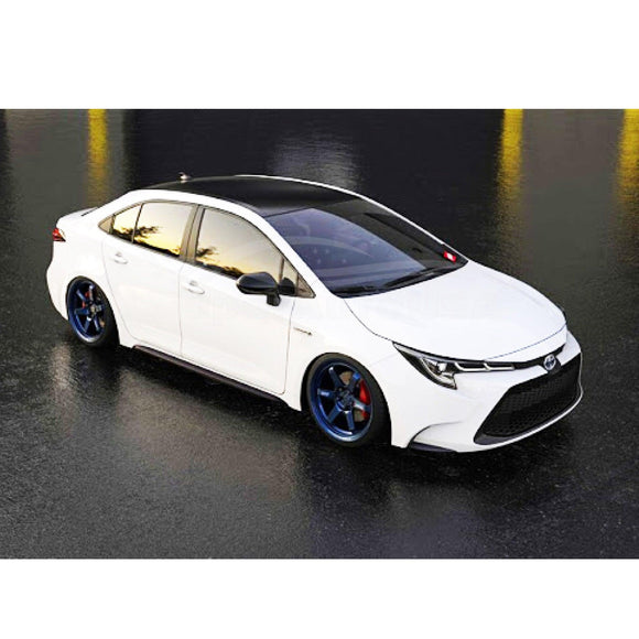 Fit 2014-2019 Toyota Corolla TRD PRO Style JDM Side Body Skirts (Glossy Black White)