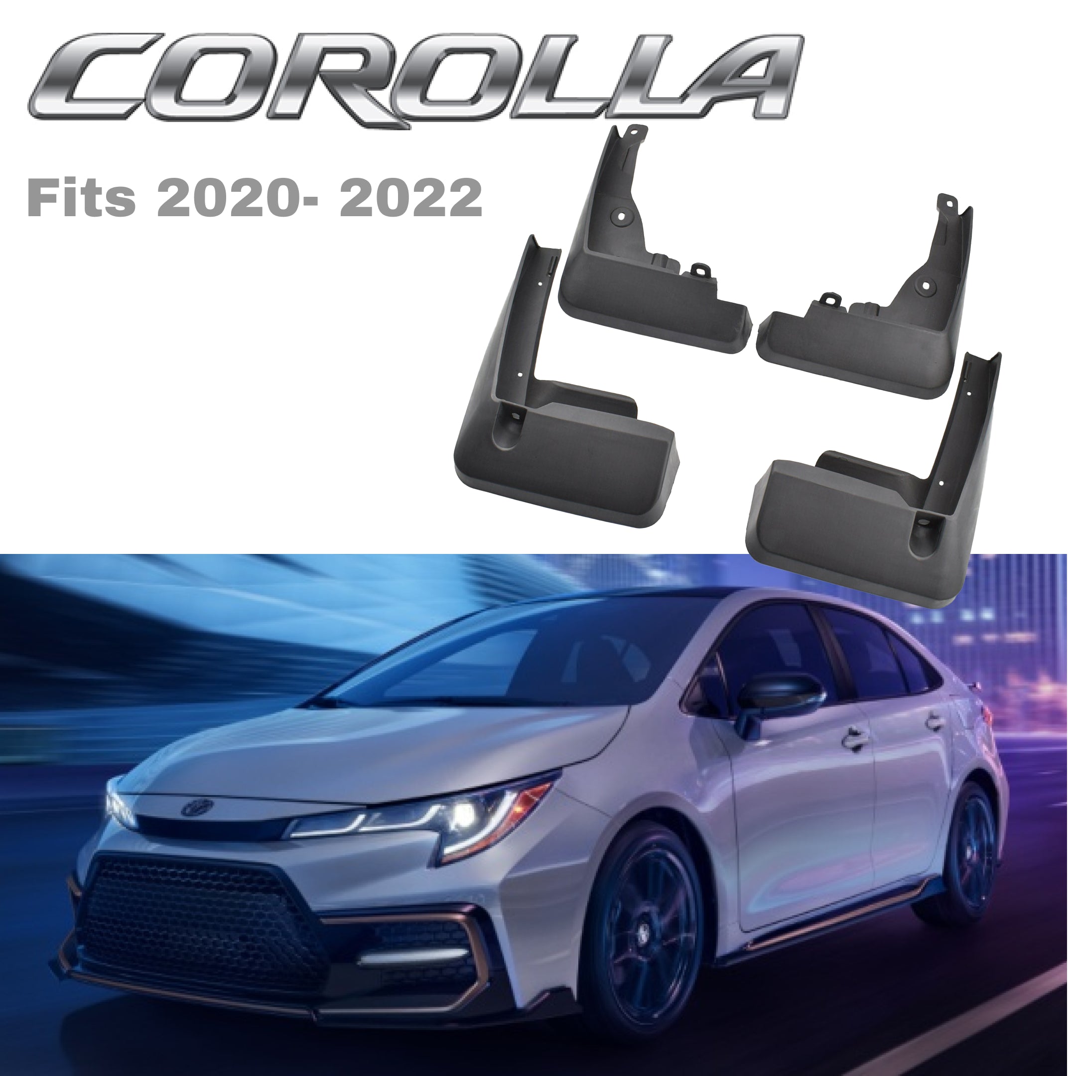 Fit 2020-2022 Toyota Corolla SEDAN Mud Flaps Splash Guard Fender Mudguard Black