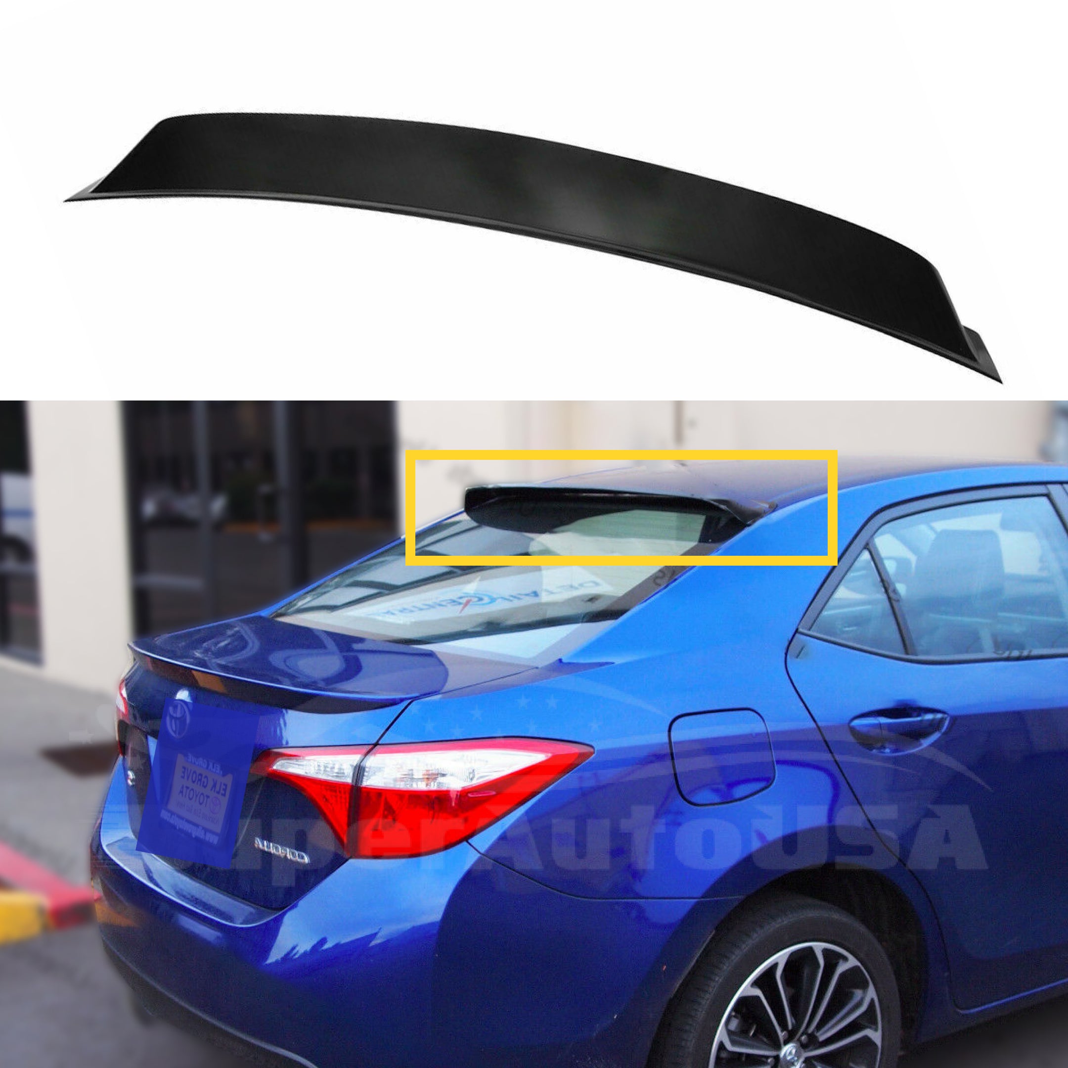Ajuste 2014-2019 Toyota Corolla Sedan Deflector de alerón de ventana de techo trasero