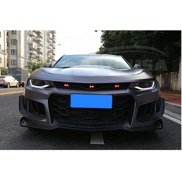 Fit for 2016-21 Chevrolet Camaro ZL1 Trims Front Upper Bumper Grille LED (Black)