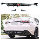 Fit For 2018-2026 Toyota Camry LE XLE Rear Bumper Lower Diffuser Spoiler with LED Light (Gloss Black)-1