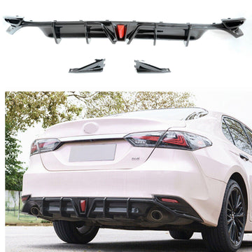 Compatible con el alerón difusor inferior del parachoques trasero Toyota Camry LE XLE 2018-2023 con luz LED (negro brillante) 