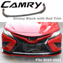 Se adapta al paragolpes delantero estilo TRD Toyota Camry SE XSE 2018-2023 (negro brillante con borde rojo) -5