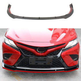 Fits 2018-2023 Toyota Camry SE XSE TRD Style Front Bumper Lip (Gloss Black with Red Trim)