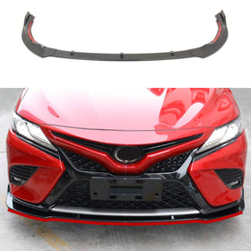 Fits 2018-2023 Toyota Camry SE XSE TRD Style Front Bumper Lip (Gloss Black with Red Trim)