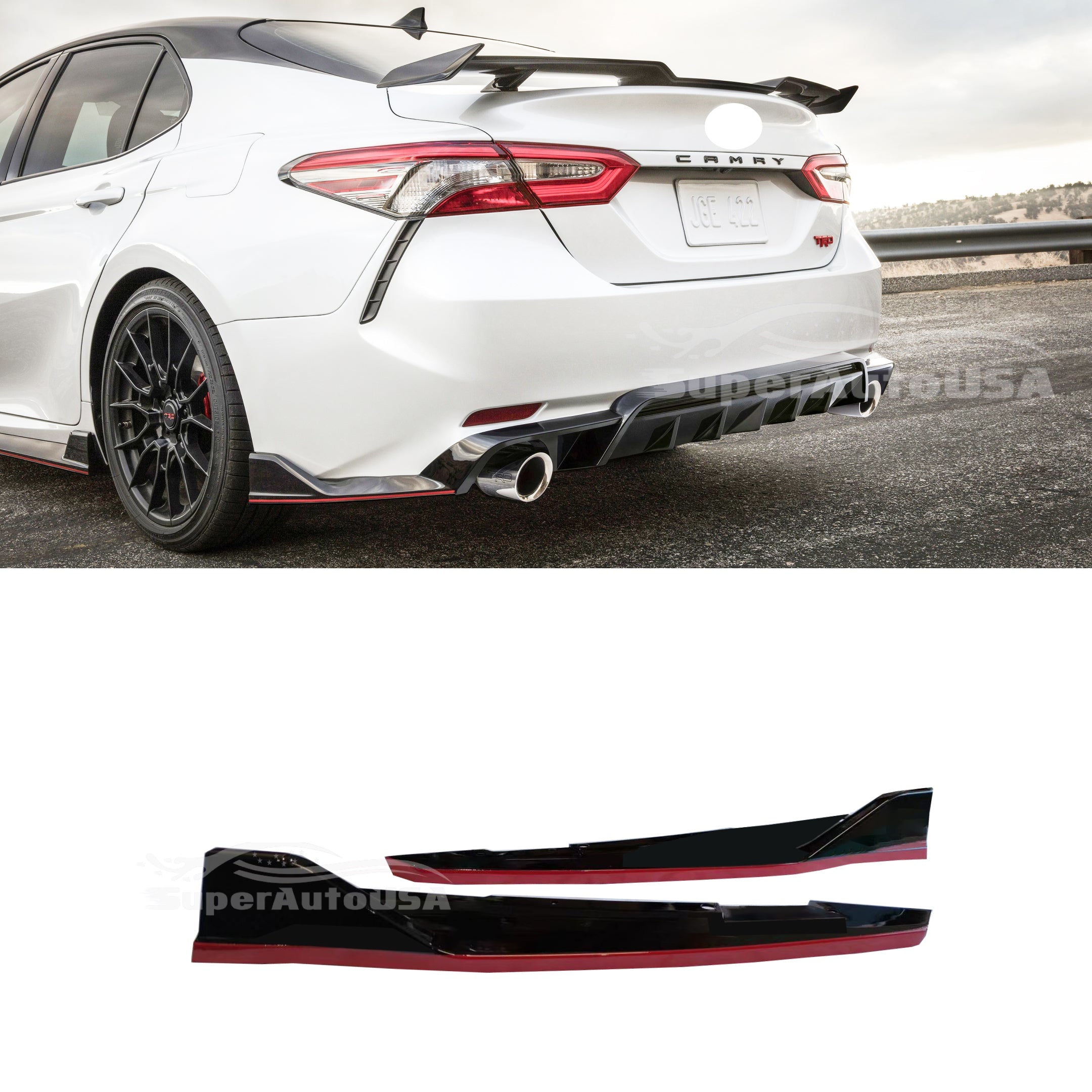 Fit 2018-2024 Toyota Camry TRD Style Front Lip Spoiler Rear Diffuser Side Skirts Splitters 4-in-1 Complete Set