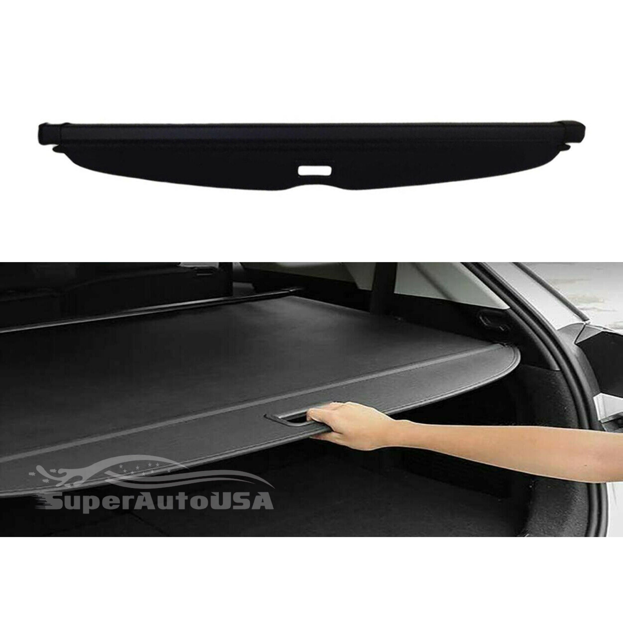 Fits 2014-2018 Subaru XV Luggage Rear Trunk Retractable Tonneau Cargo Cover (Black) - 0