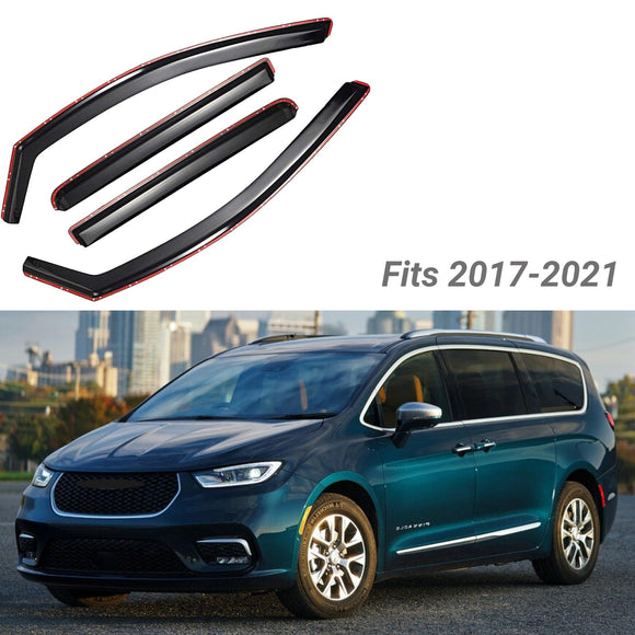 Se adapta a Chrysler Pacifica 2017-2021, viseras para ventanas con ventilación en canal, protectores contra la lluvia, el sol y el viento, deflectores de sombra 