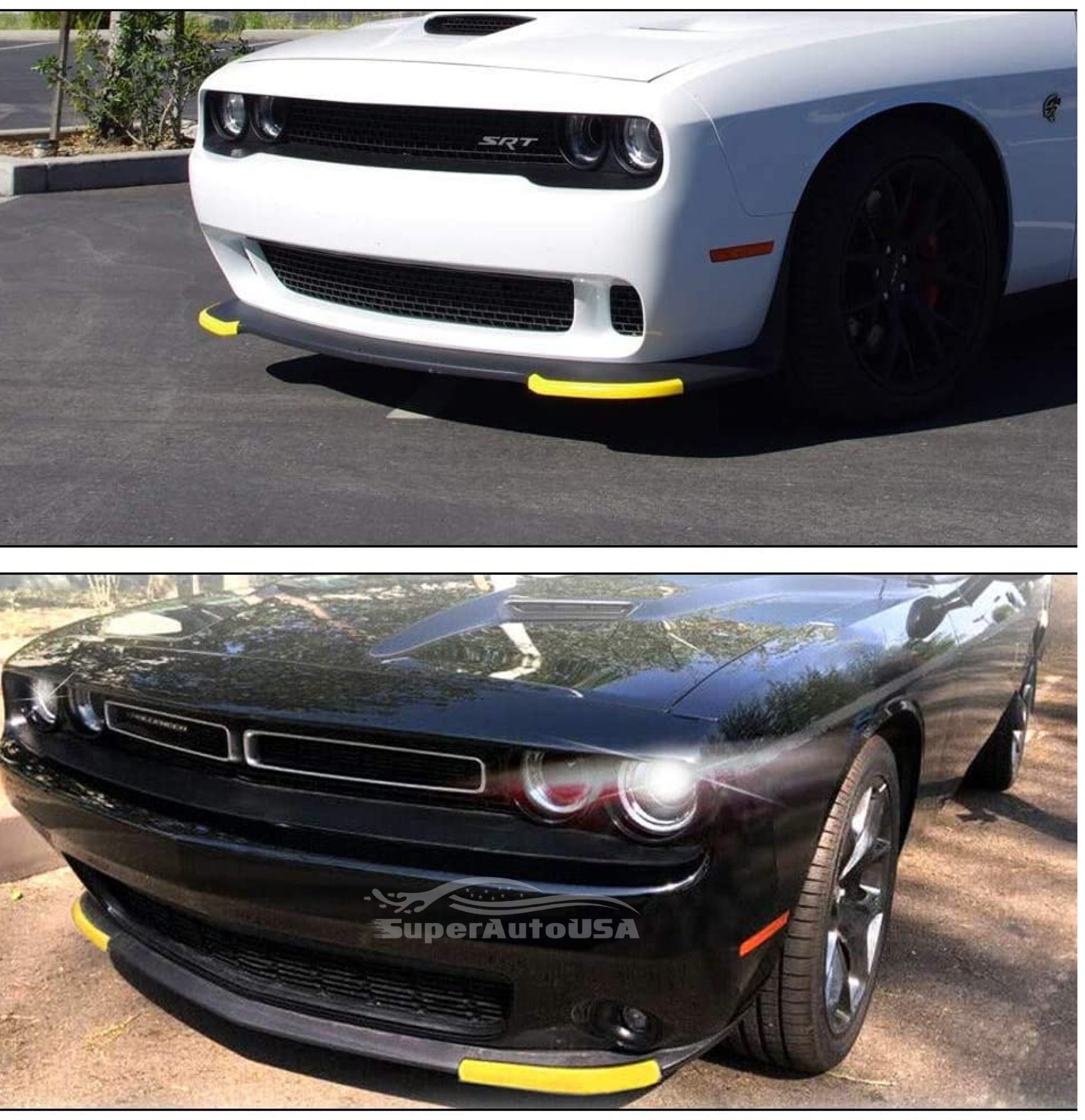 Fit 2015-2020 Dodge Challenger R/T SCAT Pack Front Bumper Lip Splitter Protector (Yellow)