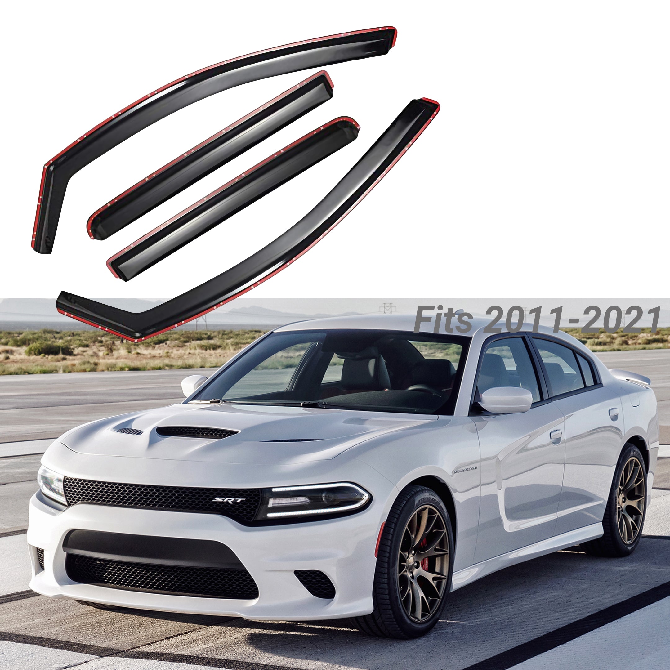 Fit 2011-2021 Dodge Charger In-Channel Vent Window Visors Rain Sun Wind Guards Shade Deflectors