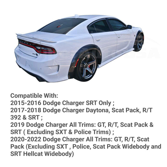 Fits 2015-2023 Dodge Charger Wide Body Style Set Black Wheel Cover Fender Flares