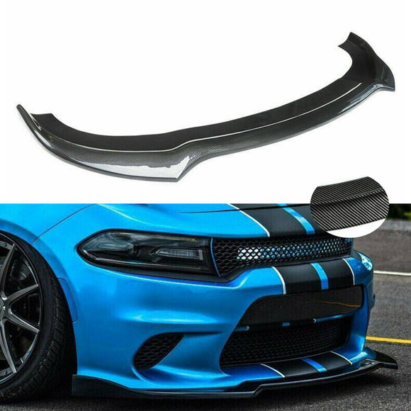 Fits Dodge Charger 2015-2019 SRT RT Front Bumper Lip Spoiler (Carbon Fiber Print, 3 pcs)