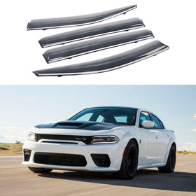 Fit 2011-2021 Dodge Charger Clip-On Chrome Trim Vent Window Visors Rain Sun Wind Guards Shade Deflectors