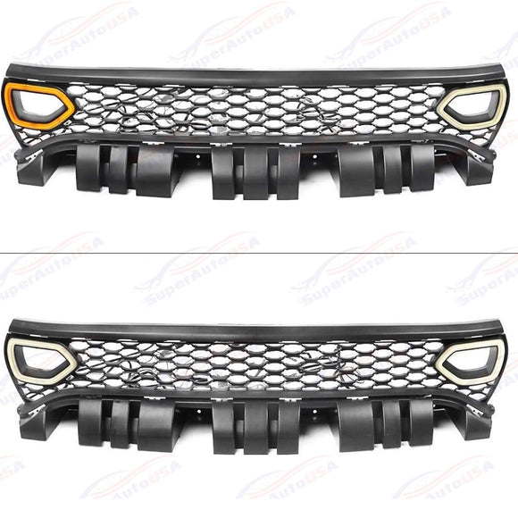 FOR 2015-2022 Charger R/T Scat Pack SRT Style  Mesh Front Grille Grill With LRD RDL Lights