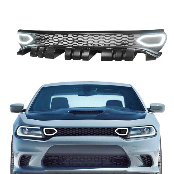FOR 2015-2022 Charger R/T Scat Pack SRT Style  Mesh Front Grille Grill With LRD RDL Lights