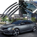 Fit 2017-2021 Honda Civic Hatchback Mugen Style Clip-On Chrome Trim Vent Window Visors Rain Sun Wind Guards Shade Deflectors-1