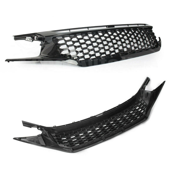 Rejilla central del radiador con diseño de panal de abeja para parachoques delantero HONDA Civic 10 2016-2018 (negra) 