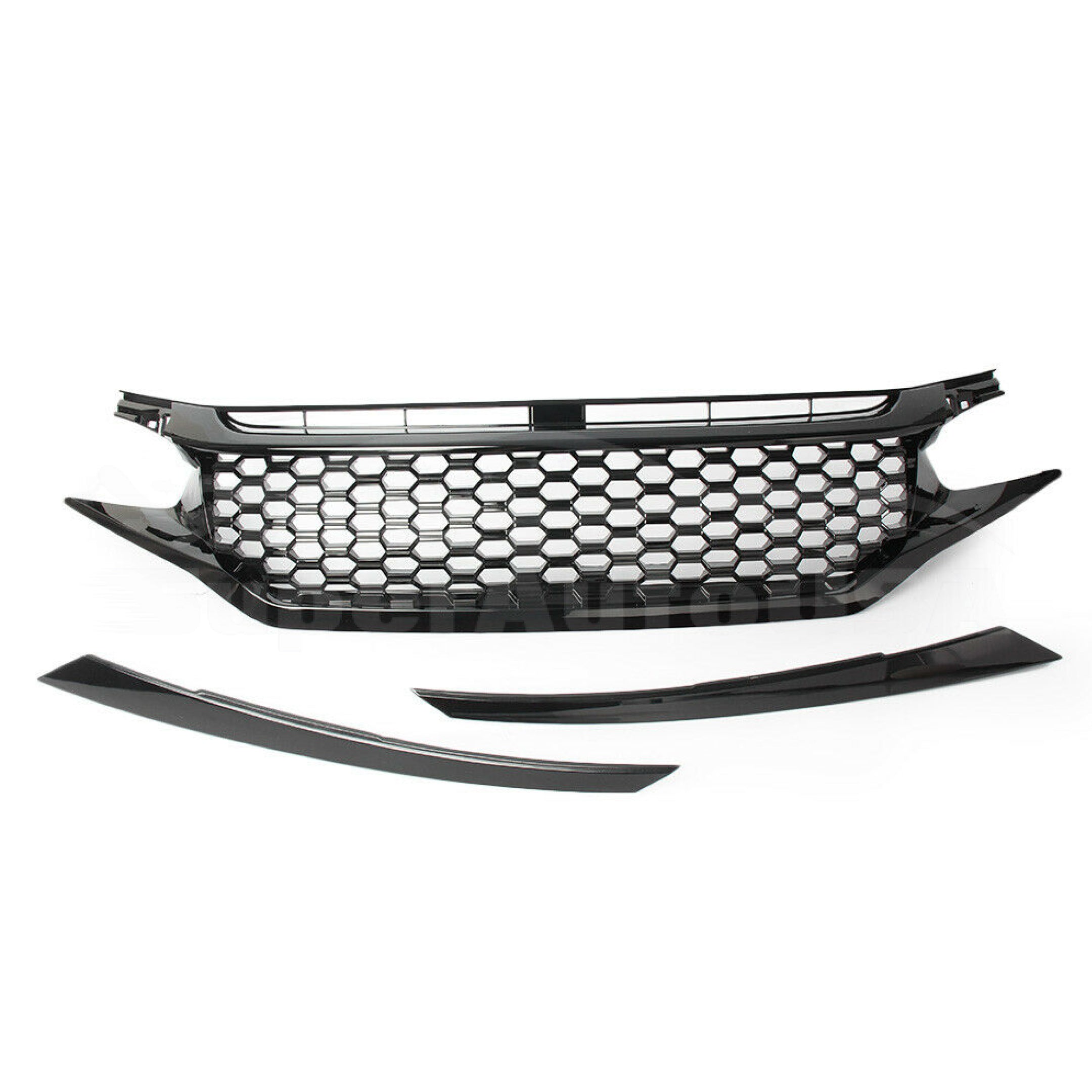 Fit 2016-2018 HONDA Civic 10 Front Bumper Center Radiator Grille Honeycomb Grill (Black)