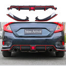 Fits 2016-2021 Honda CIVIC Sedan Rear Diffuser w/ LED Light (Gloss Black)-1