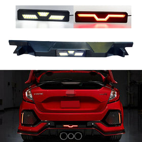 Fits 2016-2021 Honda Civic Hatchback Rear Diffuser LED Brake Light Extension (Unpainted Black)