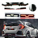 Fits 2016-2021 Honda Civic Hatchback Rear Diffuser Bumper with LED Brake Light Extension (Extra Gloss Carbon Fiber Print and Unpainted Black)-1
