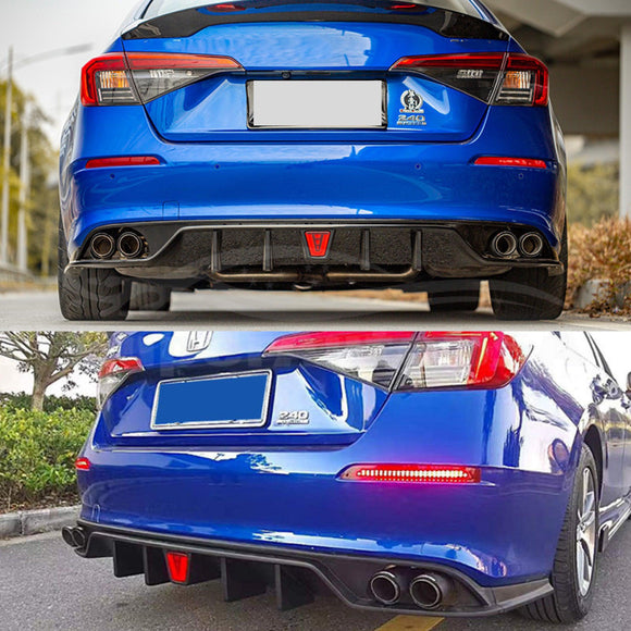Se adapta al parachoques difusor trasero Honda Civic Sedan V4 2022-2025 con luz de freno LED 