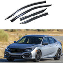 Fit 2016-2020 Honda Civic Clip-On Chrome Trim Vent Window Visors Rain Sun Wind Guards Shade Deflectors-1