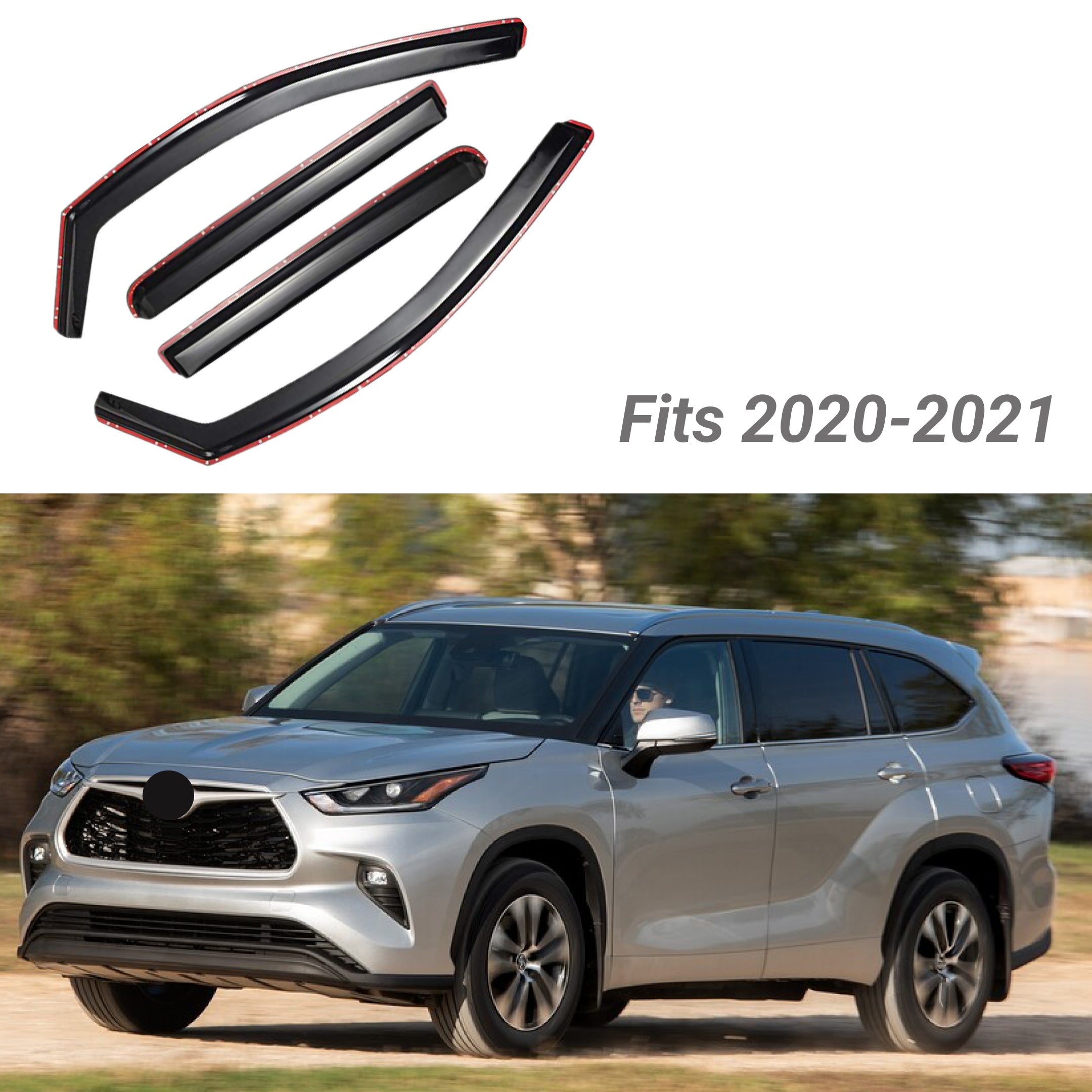 Fit 2020-2024 Toyota Highlander In-Channel Vent Window Visors Rain Sun Wind Guards Shade Deflectors - 0