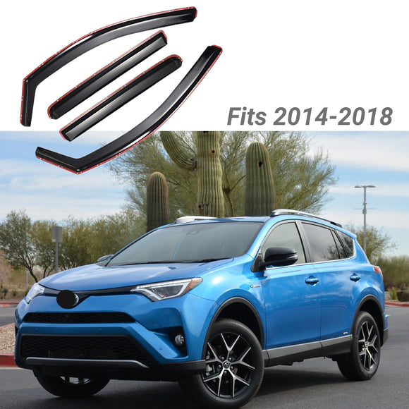 Se adapta a Toyota RAV4 2014-2018, viseras para ventanas con ventilación en canal, protectores contra la lluvia, el sol y el viento, deflectores de sombra 